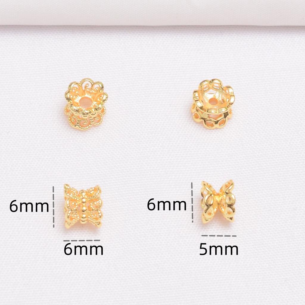 10 шт. 18-каратного золота, сохраняющего цвет, двухсторонний поднос для цветов, браслет ручной работы, колпачок для перегородки, бисерный материал, двухсторонний поднос для цветов с лепестками