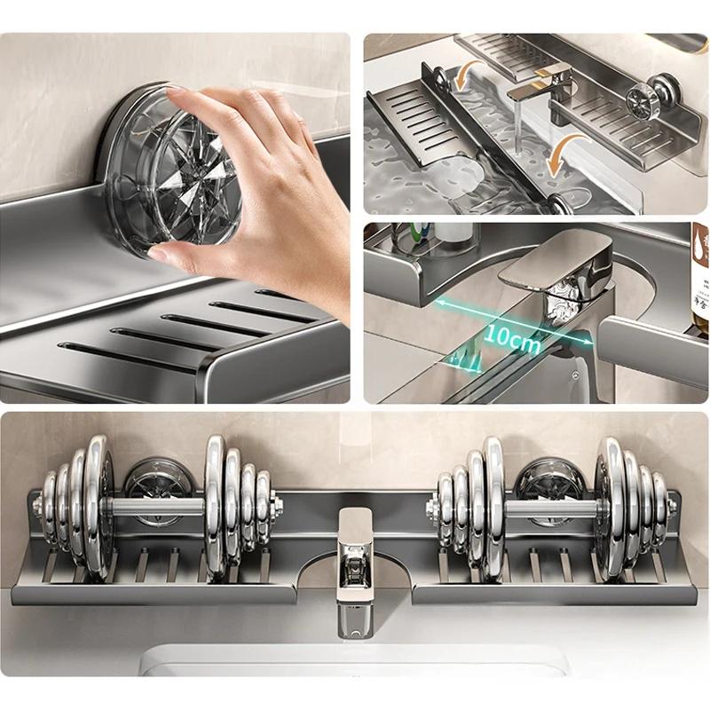 1 шт. Стойка для хранения на раковину, присоска, стойка для сушки над краном, настенная полка для туалетных принадлежностей для ванной комнаты, органайзер для ванной комнаты