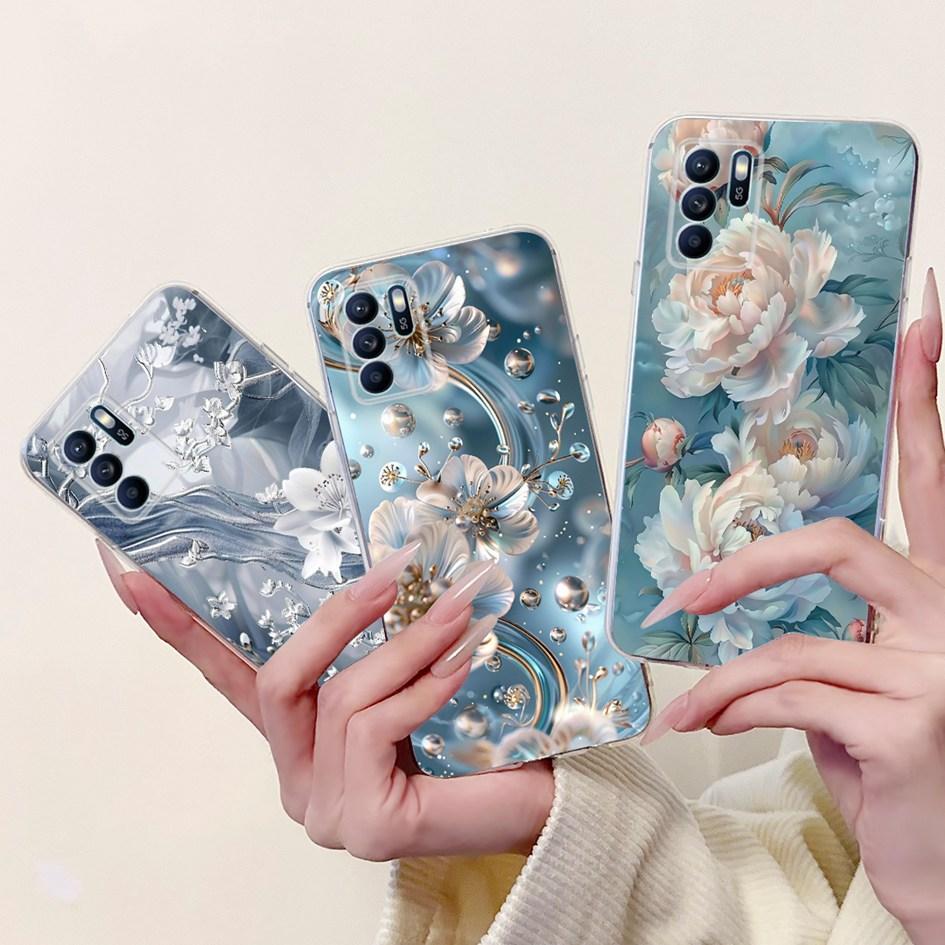 For OPPO Reno 6 6Z 5G Case CPH2237 CPH2251 Cover Fashion Flower Soft Silicon Bumper on OPPO Reno6 Pro CPH2249 Reno6 CPH2235 Capa