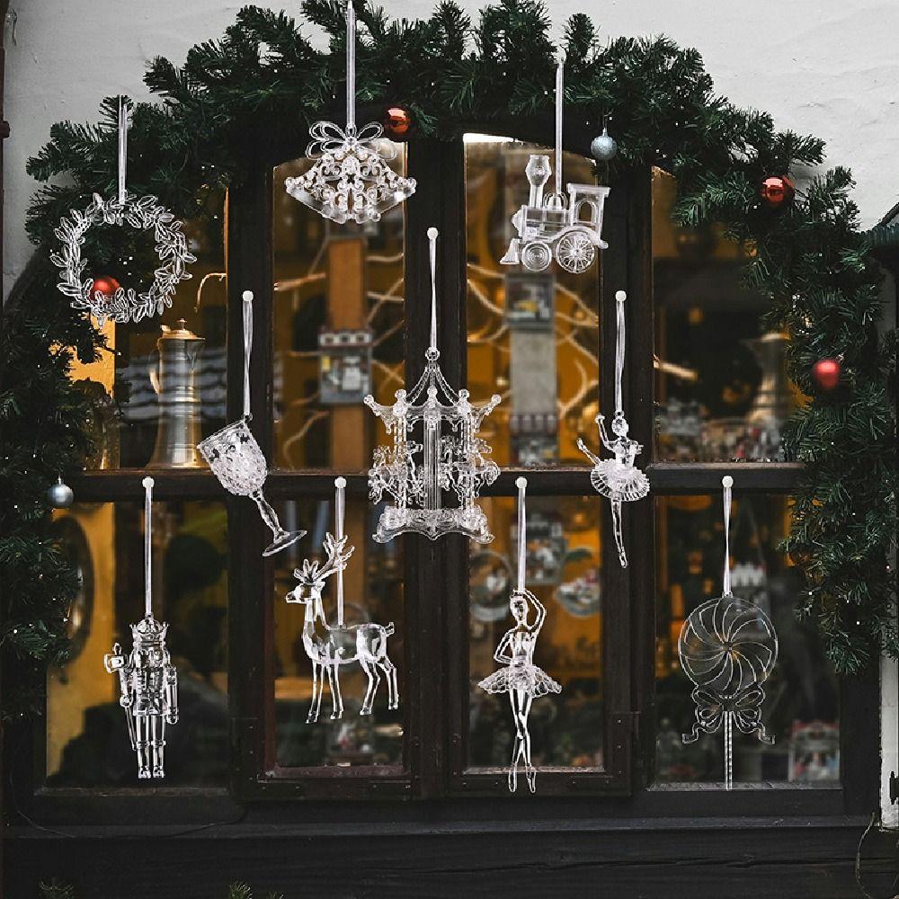 Transparent Acrylic Christmas Tree Ornaments Carousel Ballet Girl Pendants  New Year