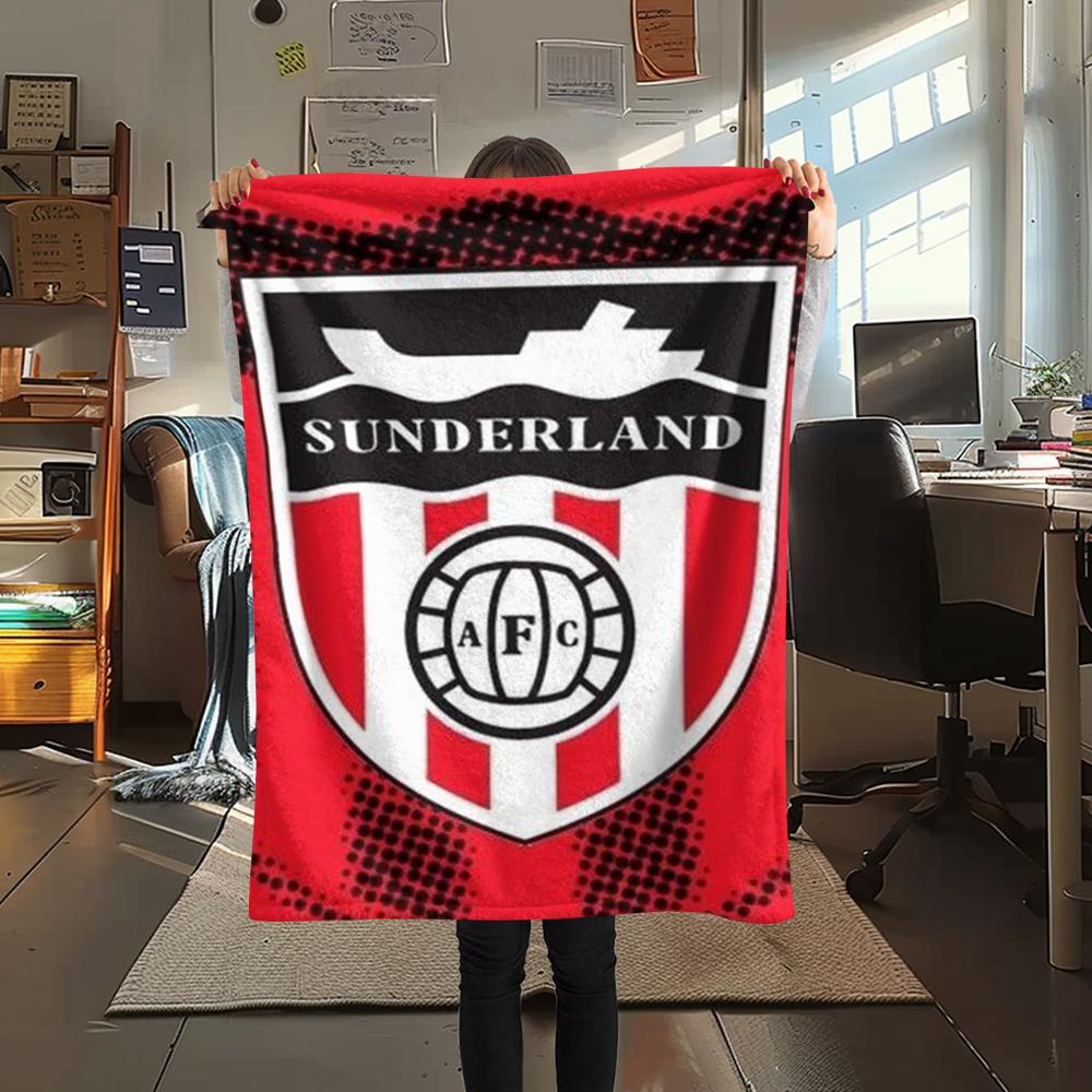 1 шт. Фланелевое одеяло с принтом Sunderland, Высокое качество, Комфортное для всех сезонов, Домашний декор, Тепло и уют, Идеально для Рождественских подарков90
