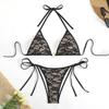 2 шт./комплект женский бикини комплект халтер купальник с бантом шнуровка низкая талия плавки комплект змеиный принт раздельный дизайн пляжная одежда