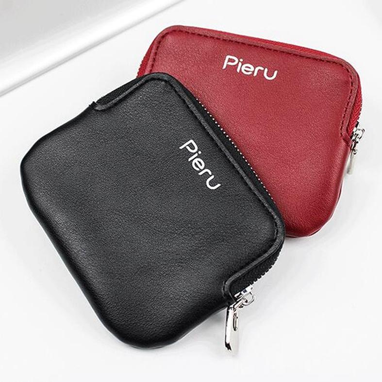 Портативный кожаный мини-многофункциональный чехол для ключей с монетами, однотонный кошелек-клатч на молнии