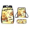 Capybara Pattern Cartoon Backpack Shoulder Bag Pencil Case Three Set Piece