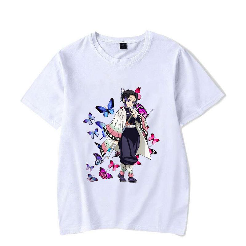 Новые футболки с принтом Кочо Шинобу для женщин, летние футболки, горячее аниме, повседневные, с коротким рукавом, с круглым вырезом, топы, футболки