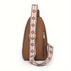 Classic Women's Sling Zipper Bag, Textured Retro Style Chest Bag, Outdoor Fancy Pack With Wide Strap
