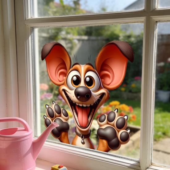 Статические наклейки на окна Смешные мультяшные животные Многоразовые наклейки на окна Водонепроницаемые Съемные наклейки для комнаты Офиса Дома Стеклянных дверей Декор окна