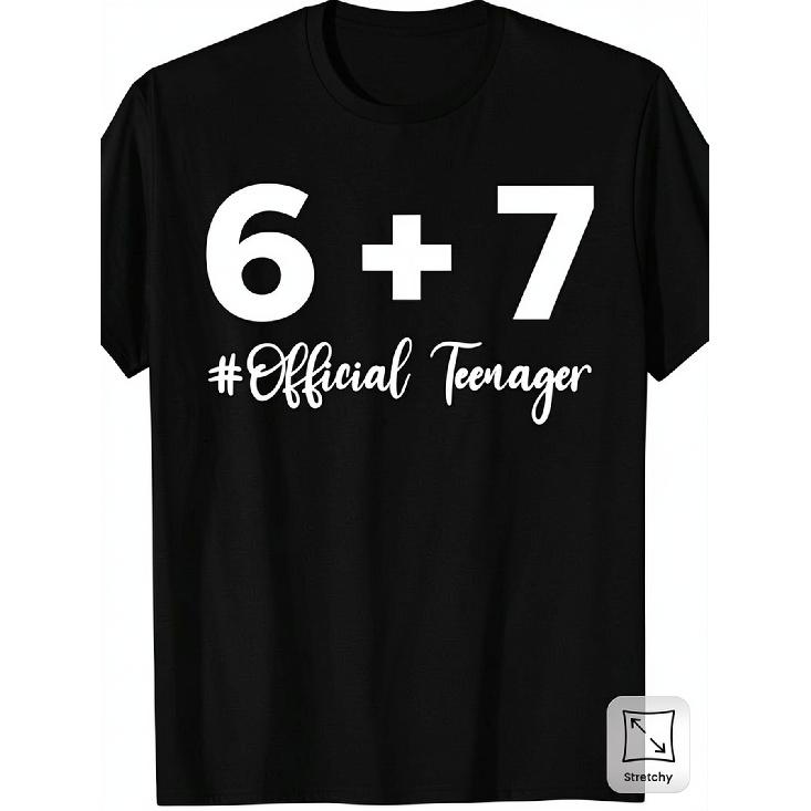 13Th Birthday Teenager 13 Year Old Boys T-Shirt Casual Crew Neck With Geometric Pattern, Slight Stretch Fabric, Regular Fit, Perfect For All Seasons