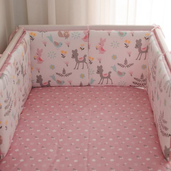 6Pcs Crib Liner Anti-Collision Breathable Cushioned Padded for Baby Crib Bumper Adjustable Washable