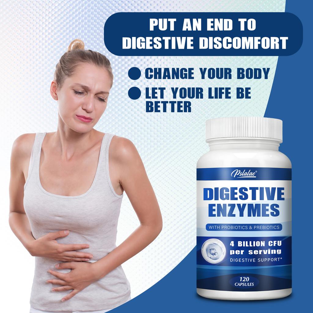 Pslalae - Digestive Enzyme Capsules with Probiotics and Prebiotics - Multi-Enzyme Blend - Digestive Health