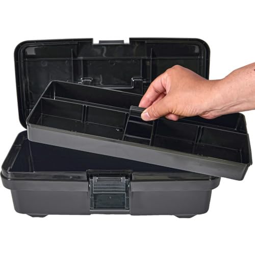 TRUSCO Super Tool Box, Resin Tool Box, Black, 385 X 202 X 140 Mm (TJB-385)