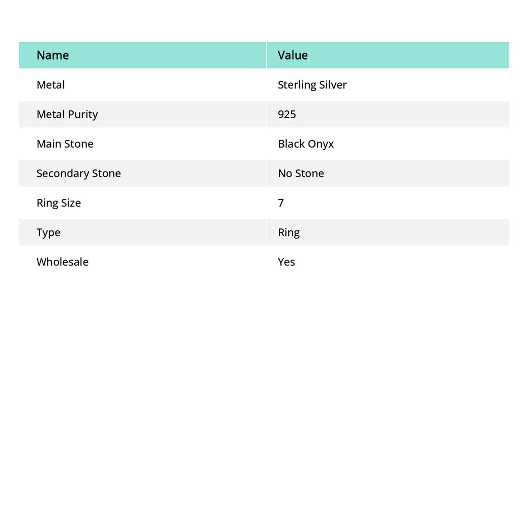 Кольцо из стерлингового серебра 925 пробы ручной работы с черным ониксом, размер 7 w9k05