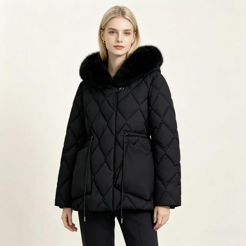 Womens Mid-Length Hooded Cotton Padded Coat Slim Fit Thick Warm Winter Jacket Office Casual Wear