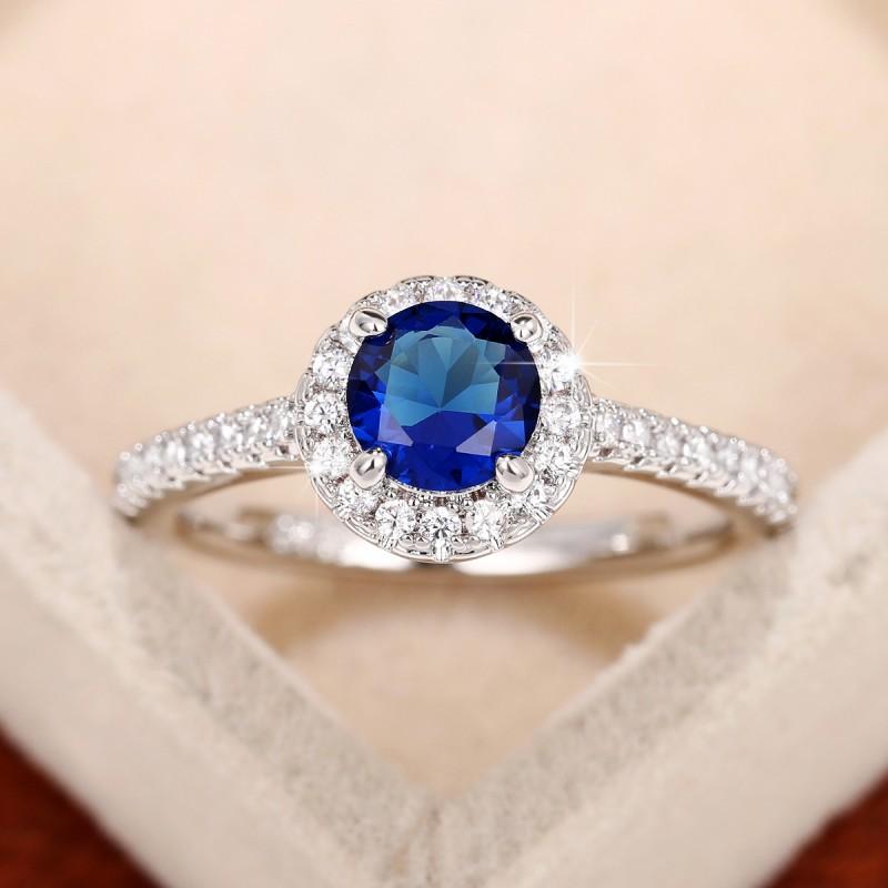 Simple and Classic Wedding Eternity Rings for Women White/Blue/Red Cubic Zirconia Temperament Female Rings Trend Jewelry