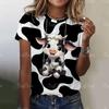 Fashion Women's T-shirts 3D Black And White Dairy Cow Print Cute Animal Short Sleeves Tees Tops Summer New Trend Female Clothing