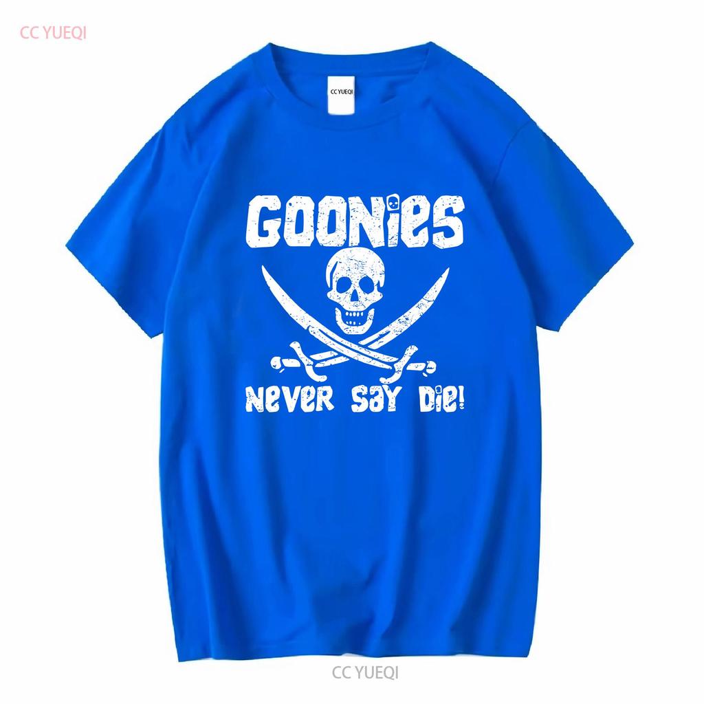 The Goonies Never Say Die Distressed Design T Shirt vintage Washed Comfortable graphic Top For Everyday Wear fashion Stretched