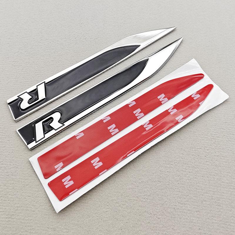 RSQ1 VW 2026 Hot 2pcs 3D Metal Car Letters Logo Rline Fender Side Wing Sticker Emblem Badge For Volkswagen VW Golf 6 7 8 MK6 MK7 MK8