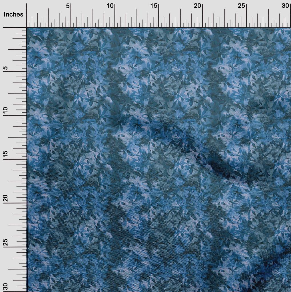 oneOone Cotton Poplin Blue Fabric Abstract Floral Quilting Supplies Print Sewing Fabric By The Yard 42 Inch