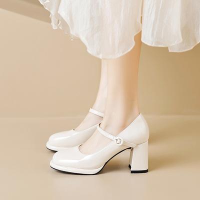 2025 Китайский Новый год Французский сказочный стиль Мэри Джейн туфли на высоком каблуке женские Французский темперамент слово с толстым каблуком одинарная обувь женская