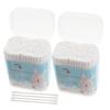 MUSISALY Natural Baby Cotton Swabs, 400 Round Spiral Head Swabs for Baby's Ears, 2 Boxes