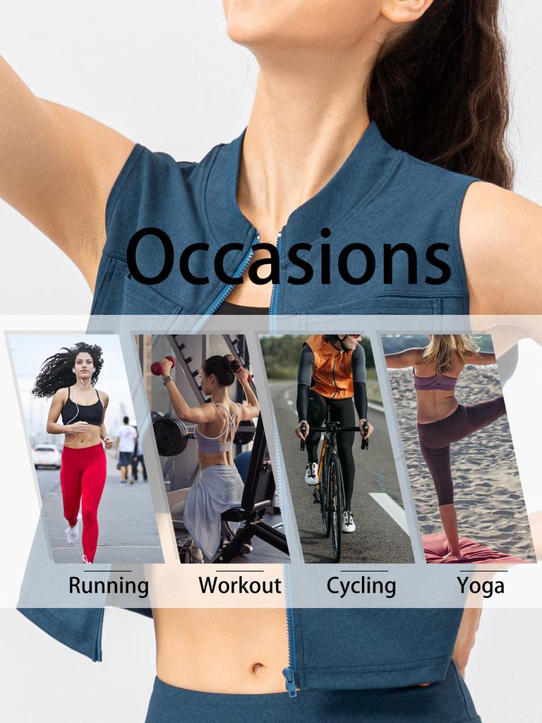 Женский спортивный жилет на молнии, повседневные жилеты без рукавов