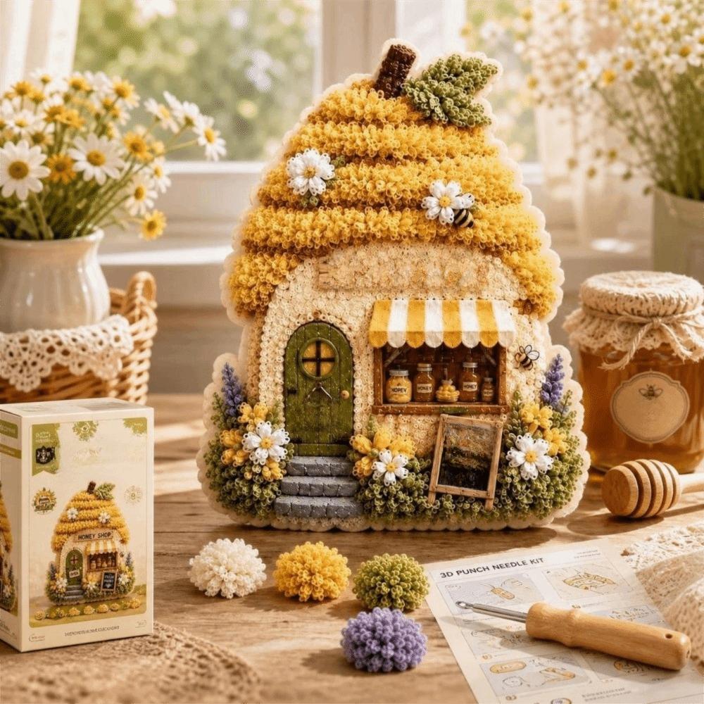 House Scene Poke Art Kit Mushroom Cottage DIY Handmade Set DIY Needle Craft Desktop Display