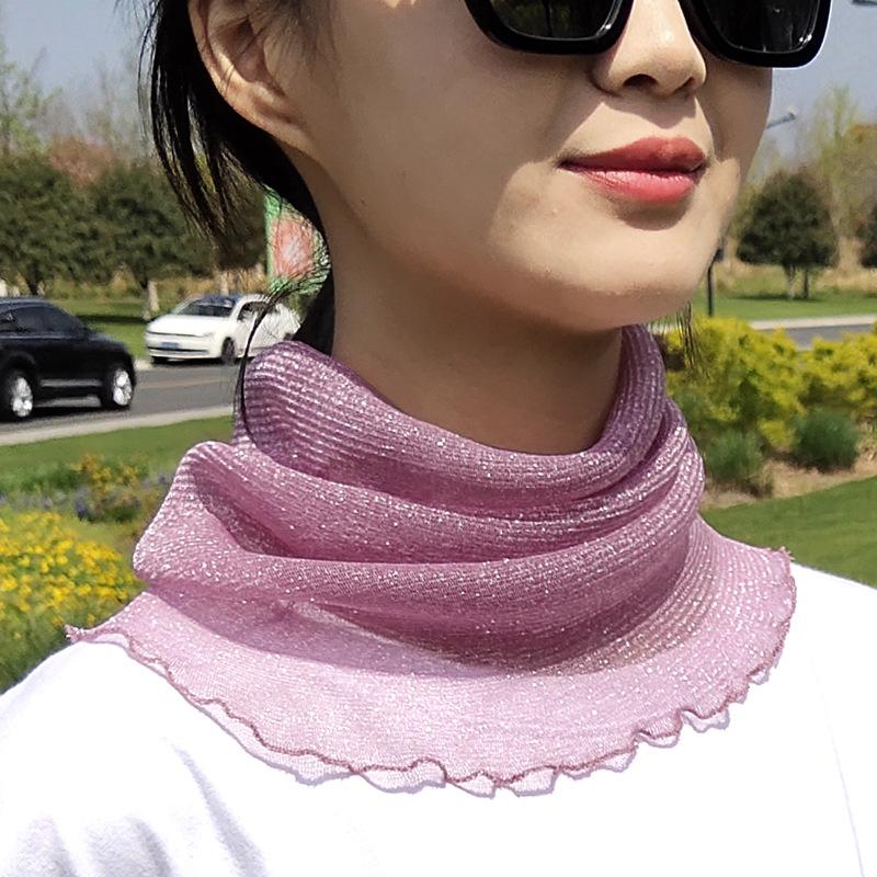 Женский шарф-повязка на голову для защиты лица, тонкий шелковый шарф, поддельный воротник, маска для лица, универсальный шарф для защиты шеи, ветрозащитный зимой