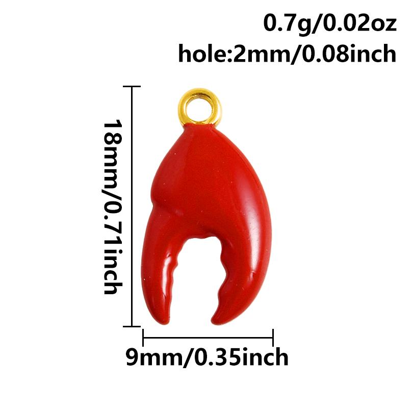 2pcs Red Lobster Crab Coral Real Gold Plated Stainless Steel Enamel Charm For Jewelry Making Supplies DIY Beach Necklace Pendant
