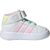 Adidas GRAND COURT Synthetic Leather Abrasion Resistant Mid top Toddler Shoes White Pink Yellow Infant And Toddler JR2580