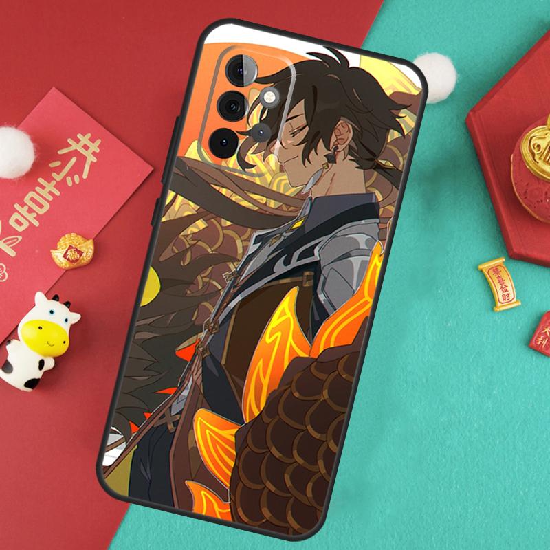 Чехол Genshin Impact Чжун Ли для Samsung Galaxy A16 A17 A54 A34 A14 A15 A35 A55 A52 A12 A32 A13 A33 A53 A26 A36 A56