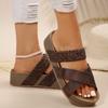 2025 Новые женские сандалии с плетеным крестом, легкие туфли на танкетке, женские туфли на платформе, женские сандалии на каблуках, повседневная обувь