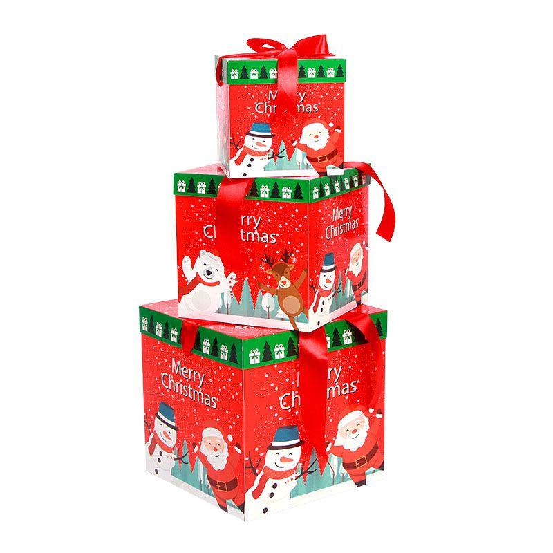 Восхитительная коллекция из 3 премиальных больших подарочных коробок на Рождественский сочельник с элегантной крышкой и лентой
