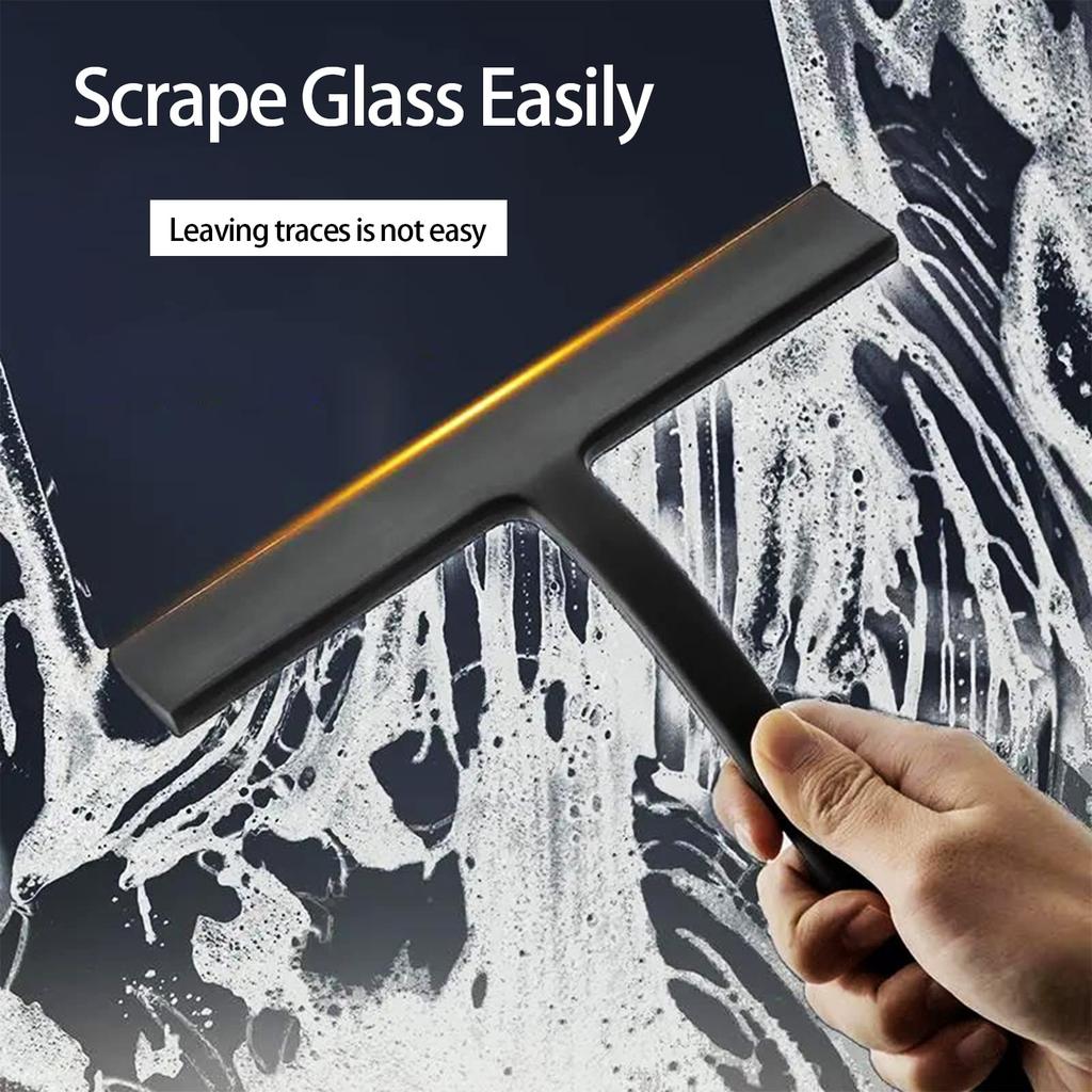 Silicone Shower Squeegee Window Squeegee with Storage Holder with Stainless Steel 8.93-Inch Cleaning Tool with Hook