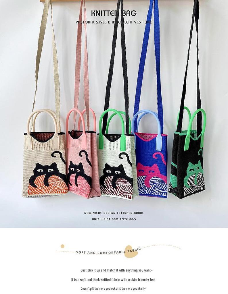 Мини вязаная сумка через плечо для телефона - Милый, портативный кошелек для монет для женщин