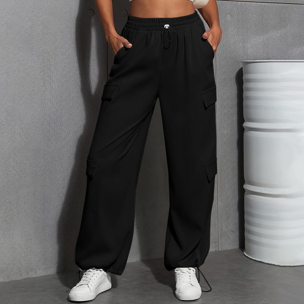 Women's Fashion Sport Solid Color Pocket Casual Sweatpants Pants