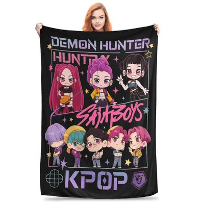 Huntrix Kpop Охотники на демонов Флисовый плед из кораллового флиса Мягкий плюшевый декор для дома, кровати, путешествий Теплый Уютный