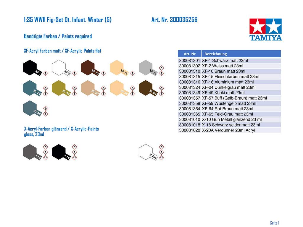 Tamiya Military Miniature Series 256 German Army Winter Infantry Advance Set Plastic Model 35256 1/35 No.