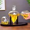 1000ml Glass Decanter With Wood Holder Airtight Stopper Diamond Design For All Alcohol Types Modern Bar DecorDecorative Gift Set