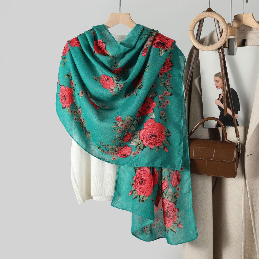 Женский платок с этническим принтом Синьцзяна - Ретро стиль для весенне-осенних путешествий