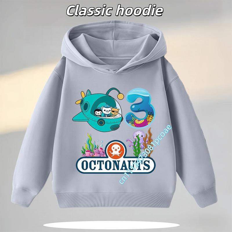 Octonauts 1-8-year-old Hooded Sweatshirt for Boys, Girls' Casual Top with Digital Cartoon Print, Long Sleeve for Autumn/Winter