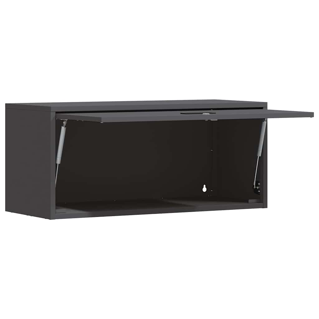 Wall Mounted Garage Cabinet with Gas Spring Door Black