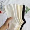 Новые молочно-белые длинные носки для женщин. Модные однотонные хлопковые носки средней длины с двойным ворсом.