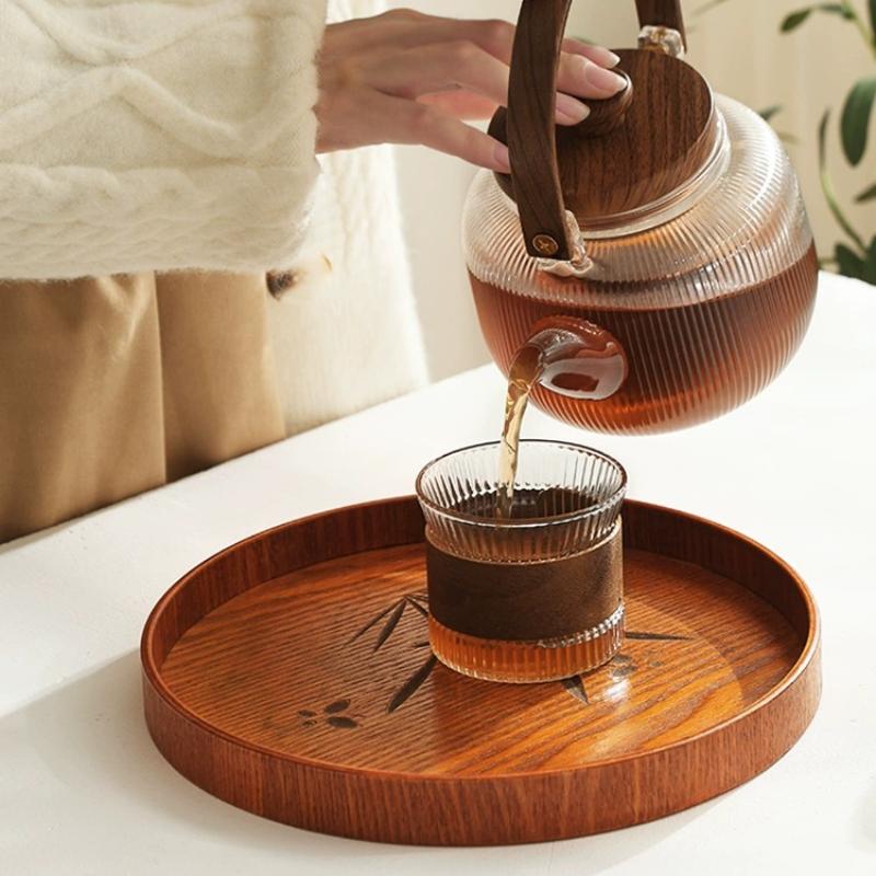 Японская деревянная десертная тарелка прямоугольная семейная гостиничная чайная сервиз для гостиной сервировочный набор чашка для чая ручная деревянная чайная тарелка