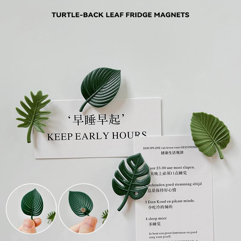 4PCS Creative Green Turtle Leaf Fridge Magnet for Kitchen Message Board Refrigerator Magnet Sticker Gift Home Decoration