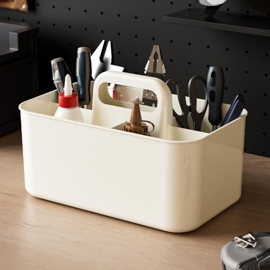 Ящик для хранения Штабелируемый Органайзер для стола с ручкой Большая вместимость 5 отделений Подставка для хранения канцелярских товаров и косметики