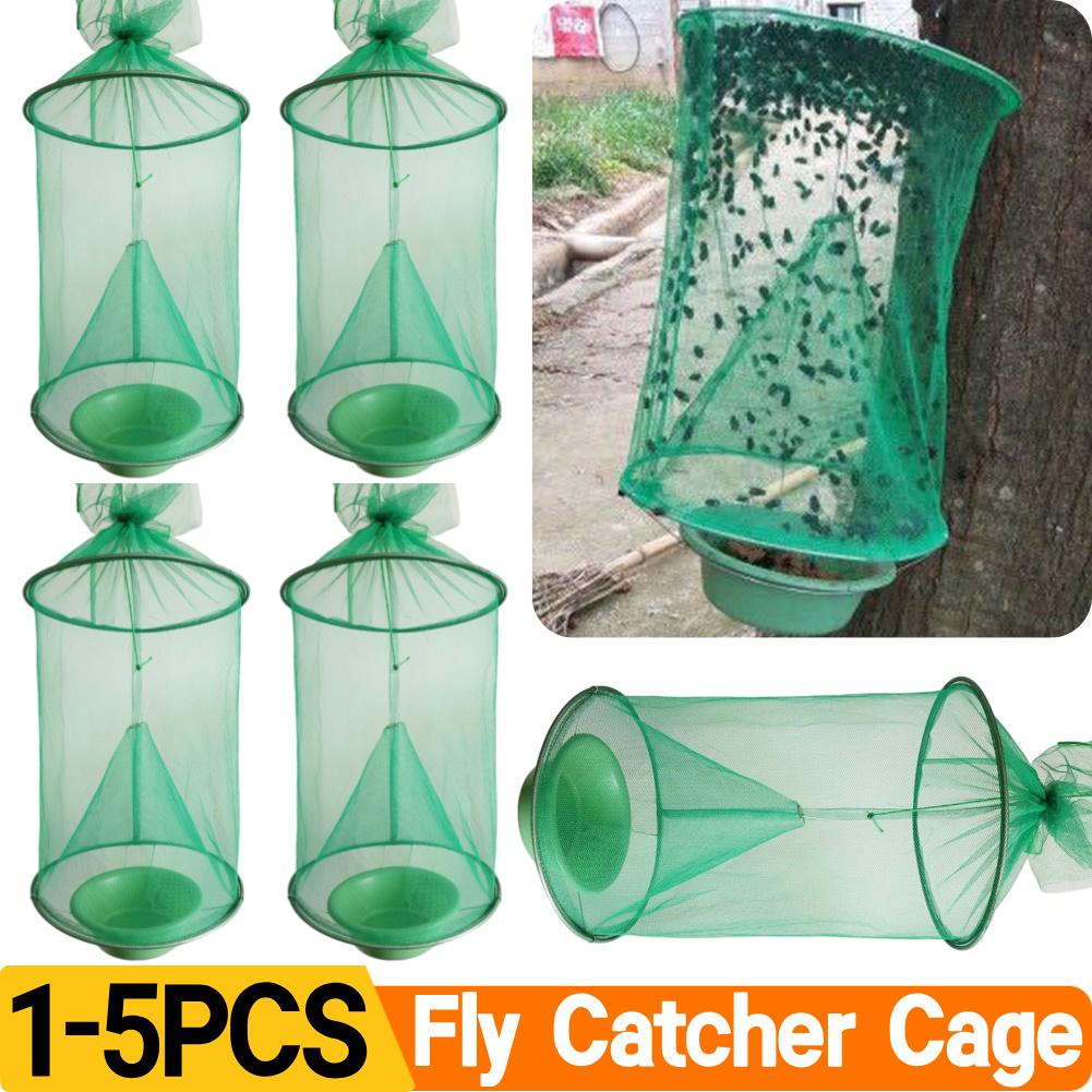 Hanging Fly Killer Net Trap Reusable Folding Flies Catcher Cage Practical Flies Net Traps Pest Control Tool for Household Garden