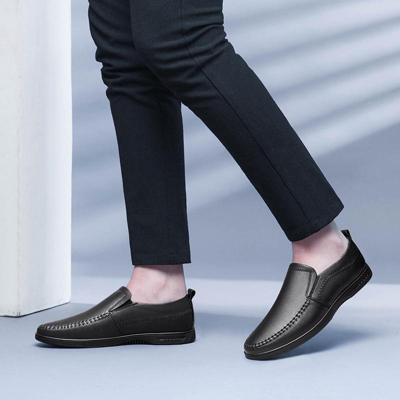 Весенне-осенние британские мужские кожаные туфли, повседневные лоферы на плоской подошве, молодежная универсальная обувь для ленивых, лучшая мужская обувь