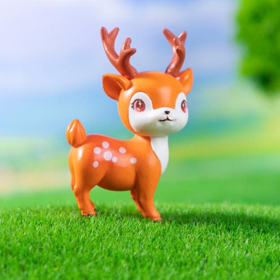 2 Pcs Mini Sika Deer Figurines Hand-colored Deer Miniatures Mini Animal Statues for Fairy Gardens Bonsai Micro Landscape