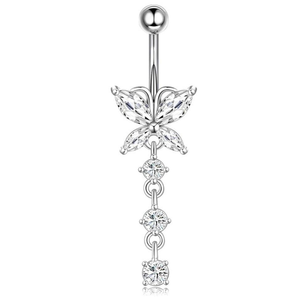Rhinestone Body Piercing Jewelry Stainless Steel Belly Button Ring Fashion Zircon Navel Ring Women