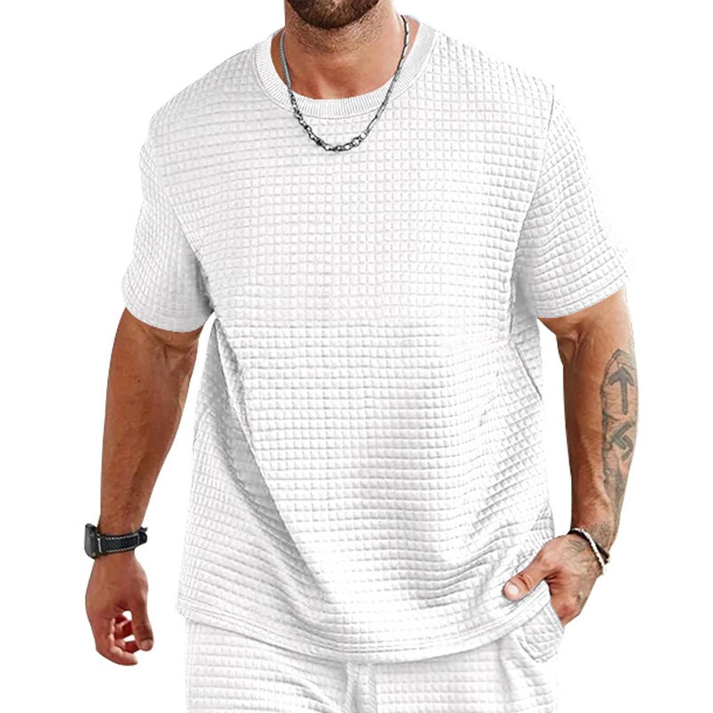 Мужские летние модные спортивные повседневные топы с короткими рукавами, мужская однотонная футболка с круглым вырезом, маленькая квадратная футболка